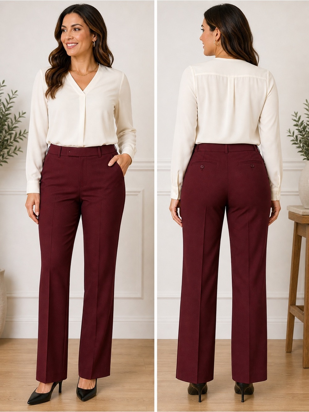Haggar Maroon dress Pants size LARGE waist 34in inseam 28in